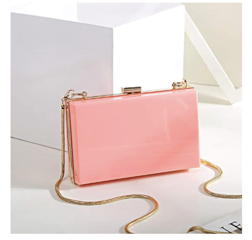 Solid Blush Pink Box Clutch Crossbody Bag