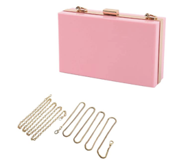 Solid Blush Pink Box Clutch Crossbody Bag