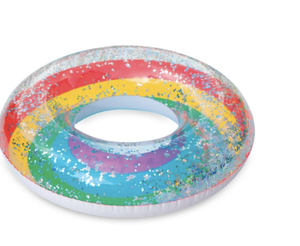 Rainbow Glitter Confetti Pool Ring Float Clear