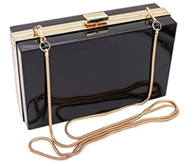 Solid Jet Black Box Clutch Crossbody Bag