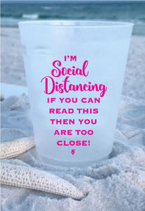 "I'm Social Distancing" Quarantine Shatterproof Cups, 16oz Pink or Navy