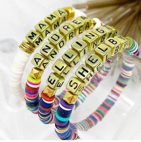 Colors of Summer Say My Name Clay Custom Name Word Bracelet or Anklet