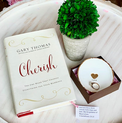 Cherish Book and Blessing Bowl Ring Dish Gift Set