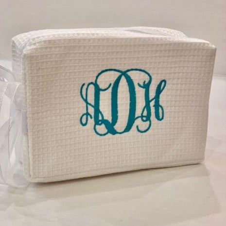 Cotton Waffle Cosmetic Bag