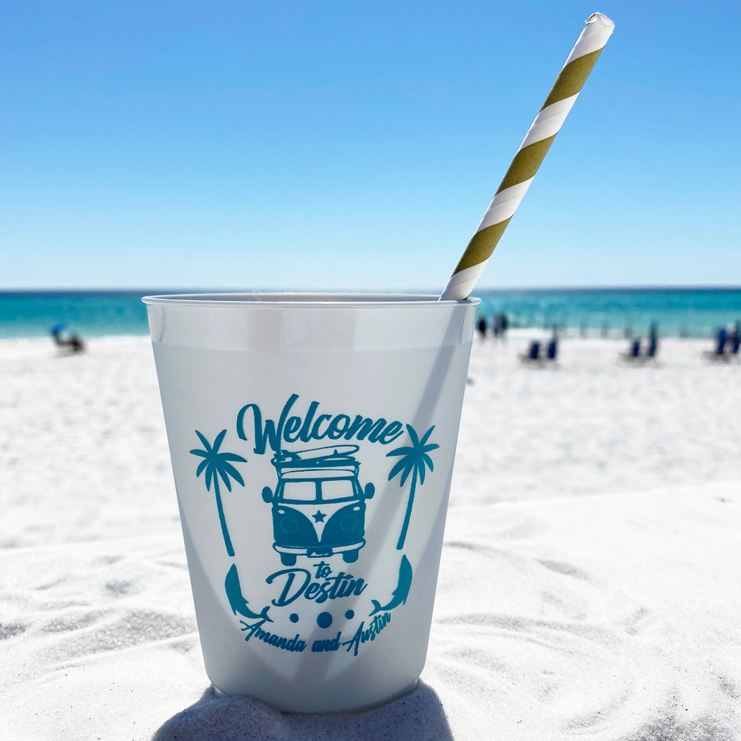 Welcome to the Beach - 16oz Silver Shatterproof Cups
